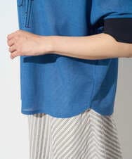PHKHD48190 GEORGES RECH(小さいサイズ)(メゾン ドゥ サンク) シアーポンチョロゴカットソー ブルー