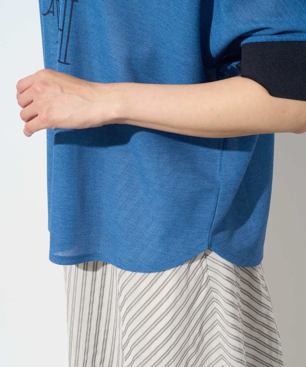 PHKHD48190 GEORGES RECH(小さいサイズ)(メゾン ドゥ サンク) シアーポンチョロゴカットソー ブルー