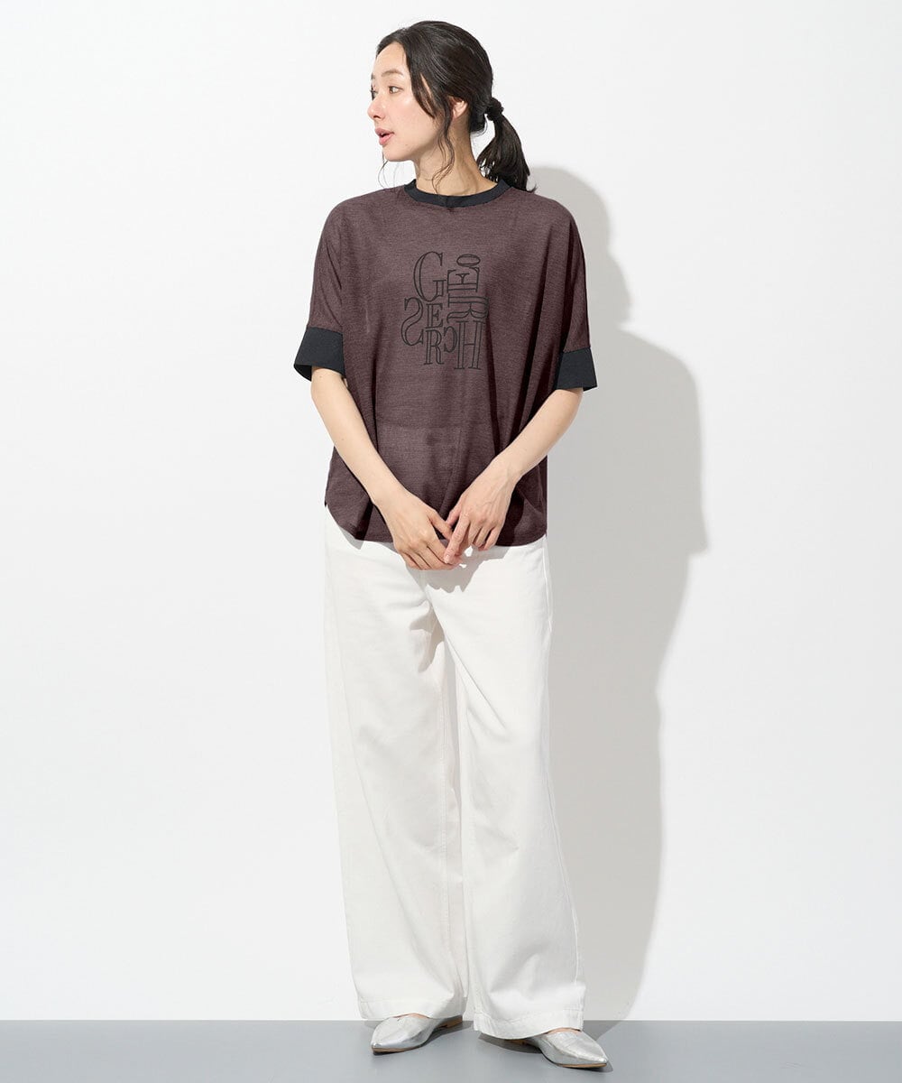 PHKHD48190 GEORGES RECH(小さいサイズ)(メゾン ドゥ サンク) シアーポンチョロゴカットソー ブルー