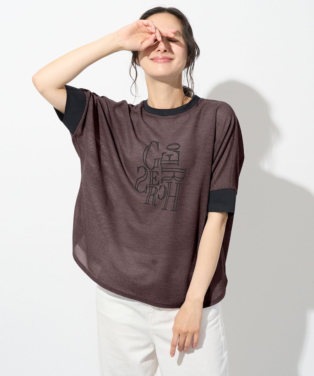 PHKHD48190 GEORGES RECH(小さいサイズ)(メゾン ドゥ サンク) シアーポンチョロゴカットソー ブラウン