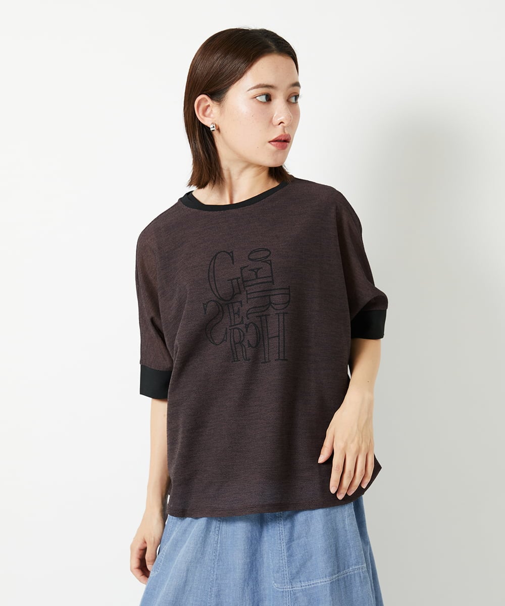 PHKHD48190 GEORGES RECH(小さいサイズ)(メゾン ドゥ サンク) シアーポンチョロゴカットソー ブラウン
