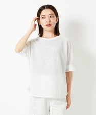 PHKHD48190 GEORGES RECH(小さいサイズ)(メゾン ドゥ サンク) シアーポンチョロゴカットソー ホワイト