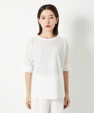 PHKHD48190 GEORGES RECH(小さいサイズ)(メゾン ドゥ サンク) シアーポンチョロゴカットソー ホワイト