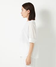 PHKHD48190 GEORGES RECH(小さいサイズ)(メゾン ドゥ サンク) シアーポンチョロゴカットソー ホワイト