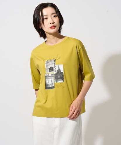 PHKHE67150  フォトプリントジャージー5分袖カットソー