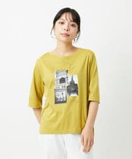 PHKHE67150 GEORGES RECH(小さいサイズ)(メゾン ドゥ サンク) フォトプリントジャージー5分袖カットソー イエロー