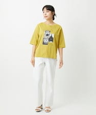 PHKHE67150 GEORGES RECH(小さいサイズ)(メゾン ドゥ サンク) フォトプリントジャージー5分袖カットソー イエロー