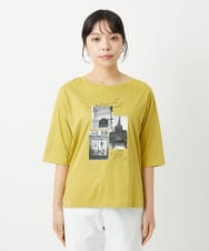PHKHE67150 GEORGES RECH(小さいサイズ)(メゾン ドゥ サンク) フォトプリントジャージー5分袖カットソー イエロー