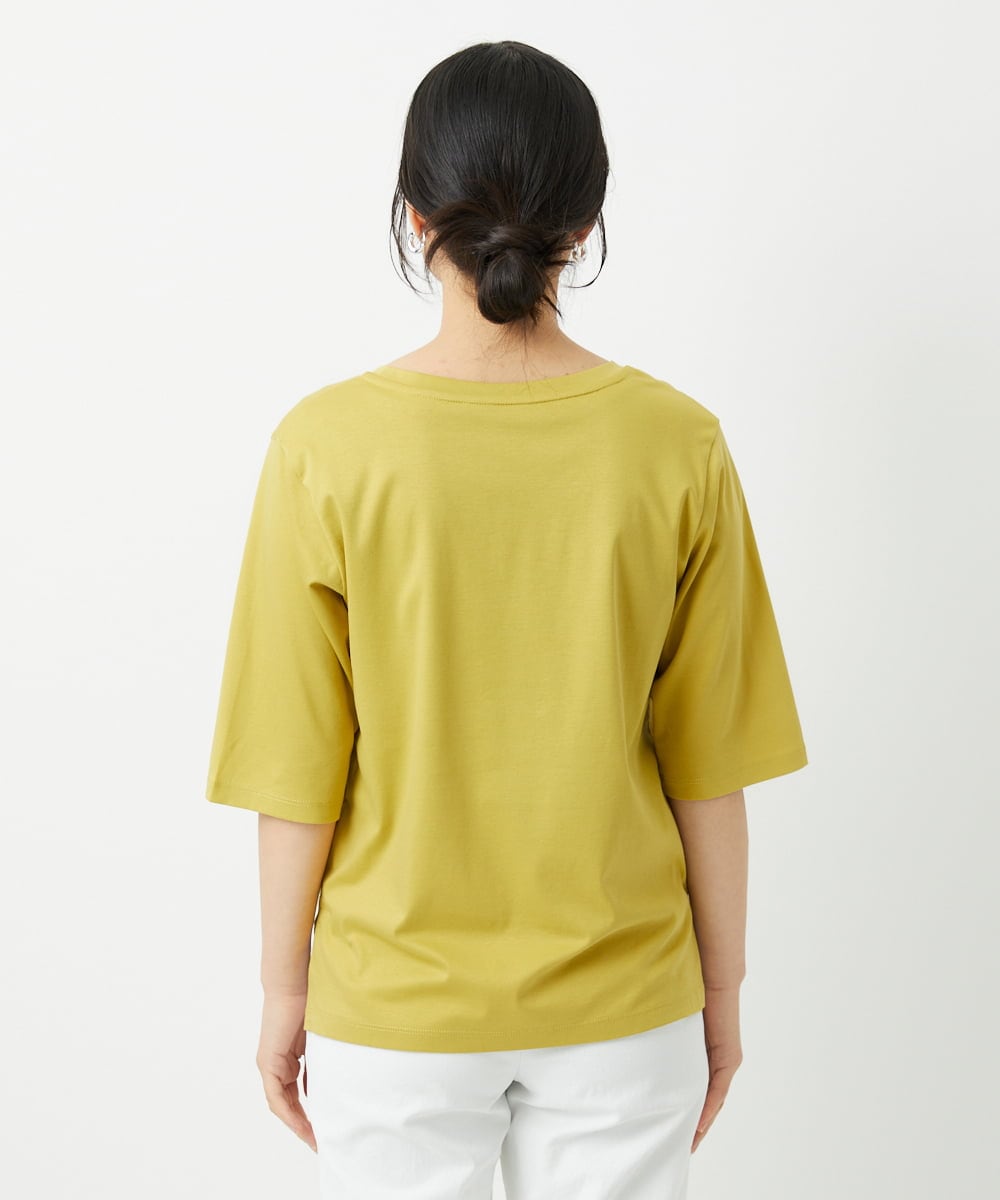 PHKHE67150 GEORGES RECH(小さいサイズ)(メゾン ドゥ サンク) フォトプリントジャージー5分袖カットソー イエロー