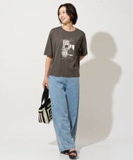 PHKHE67150 GEORGES RECH(小さいサイズ)(メゾン ドゥ サンク) フォトプリントジャージー5分袖カットソー イエロー