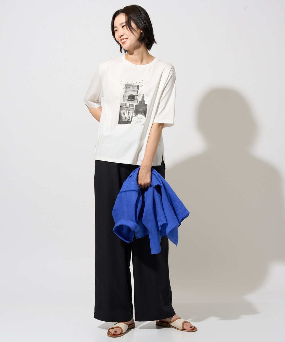PHKHE67150 GEORGES RECH(小さいサイズ)(メゾン ドゥ サンク) フォトプリントジャージー5分袖カットソー イエロー