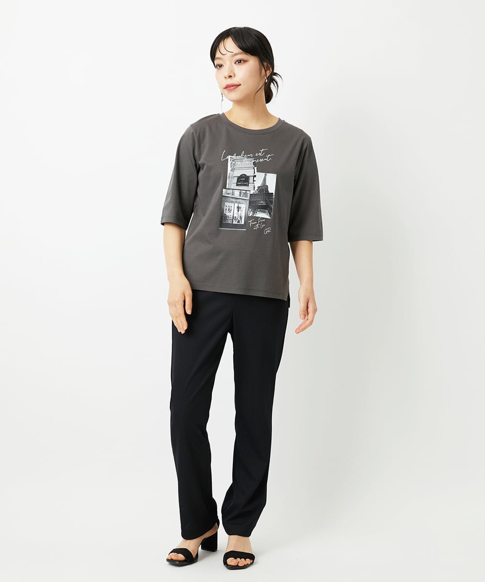 PHKHE67150 GEORGES RECH(小さいサイズ)(メゾン ドゥ サンク) フォトプリントジャージー5分袖カットソー イエロー