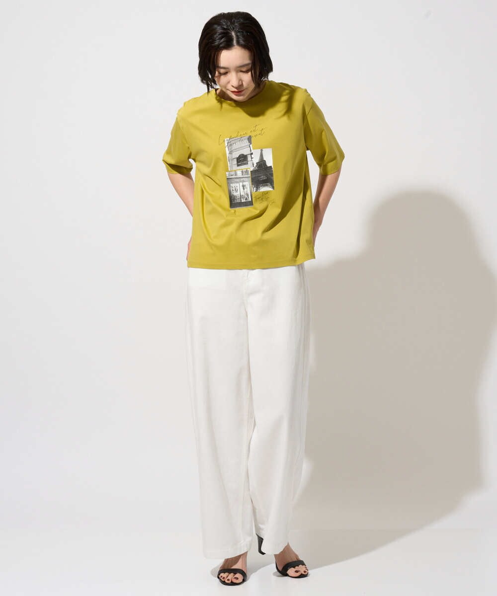 PHKHE67150 GEORGES RECH(小さいサイズ)(メゾン ドゥ サンク) フォトプリントジャージー5分袖カットソー イエロー