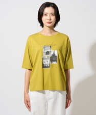 PHKHE67150 GEORGES RECH(小さいサイズ)(メゾン ドゥ サンク) フォトプリントジャージー5分袖カットソー イエロー