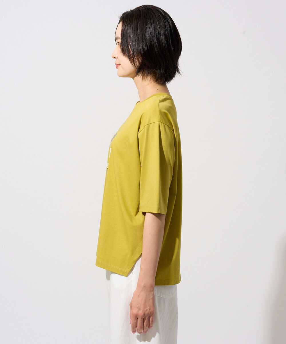 PHKHE67150 GEORGES RECH(小さいサイズ)(メゾン ドゥ サンク) フォトプリントジャージー5分袖カットソー イエロー