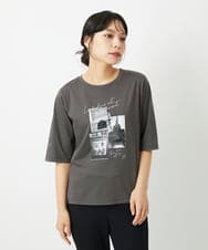 PHKHE67150 GEORGES RECH(小さいサイズ)(メゾン ドゥ サンク) フォトプリントジャージー5分袖カットソー イエロー