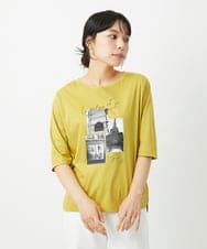PHKHE67150 GEORGES RECH(小さいサイズ)(メゾン ドゥ サンク) フォトプリントジャージー5分袖カットソー イエロー