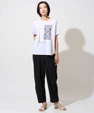 PHKHE68170 GEORGES RECH(小さいサイズ)(メゾン ドゥ サンク) シアーチェックスパンコールプリントカットソー ブルー