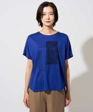 PHKHE68170 GEORGES RECH(小さいサイズ)(メゾン ドゥ サンク) シアーチェックスパンコールプリントカットソー ブルー
