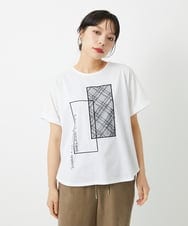 PHKHE68170 GEORGES RECH(小さいサイズ)(メゾン ドゥ サンク) シアーチェックスパンコールプリントカットソー ホワイト