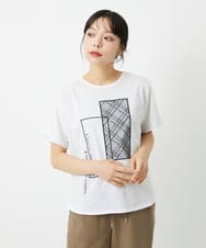 PHKHE68170 GEORGES RECH(小さいサイズ)(メゾン ドゥ サンク) シアーチェックスパンコールプリントカットソー ホワイト