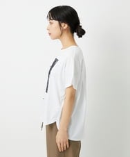 PHKHE68170 GEORGES RECH(小さいサイズ)(メゾン ドゥ サンク) シアーチェックスパンコールプリントカットソー ホワイト