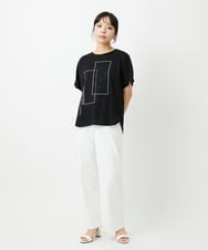 PHKHE68170 GEORGES RECH(小さいサイズ)(メゾン ドゥ サンク) シアーチェックスパンコールプリントカットソー ホワイト