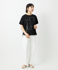 PHKHE68170 GEORGES RECH(小さいサイズ)(メゾン ドゥ サンク) シアーチェックスパンコールプリントカットソー ホワイト
