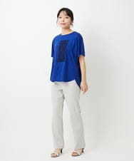 PHKHE68170 GEORGES RECH(小さいサイズ)(メゾン ドゥ サンク) シアーチェックスパンコールプリントカットソー ホワイト