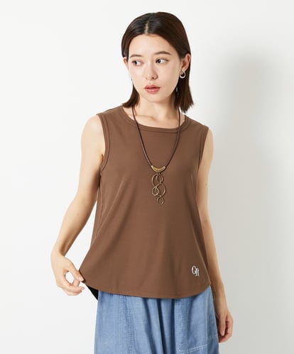 PHKHE69120 GEORGES RECH(小さいサイズ) メタリックロゴ入りリブテレコタンクトップ