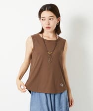 PHKHE69120 GEORGES RECH(小さいサイズ)(メゾン ドゥ サンク) メタリックロゴ入りリブテレコタンクトップ ベージュ