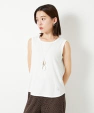 PHKHE69120 GEORGES RECH(小さいサイズ)(メゾン ドゥ サンク) メタリックロゴ入りリブテレコタンクトップ ホワイト