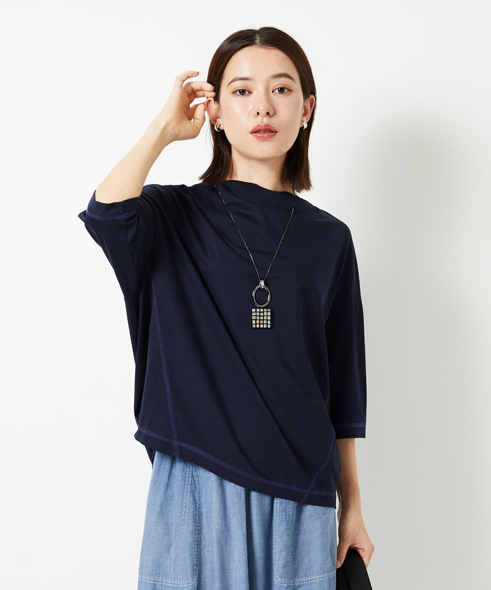 PHKHF53150 GEORGES RECH(小さいサイズ)(メゾン ドゥ サンク) スーパークールボトルネックカットソー ネイビー