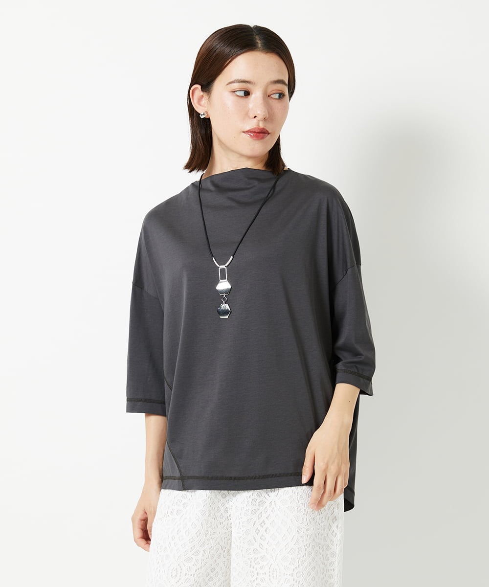 PHKHF53150 GEORGES RECH(小さいサイズ)(メゾン ドゥ サンク) スーパークールボトルネックカットソー ダークグレー