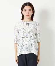PHKHF54170 GEORGES RECH(小さいサイズ)(メゾン ドゥ サンク)  [日本製]アートワークカットソー ホワイト