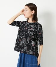 PHKHF54170 GEORGES RECH(小さいサイズ)(メゾン ドゥ サンク)  [日本製]アートワークカットソー ホワイト