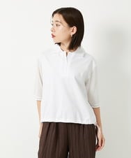 PHKHF57230 GEORGES RECH(小さいサイズ)(メゾン ドゥ サンク) シアードロストジャージーポロシャツ ホワイト