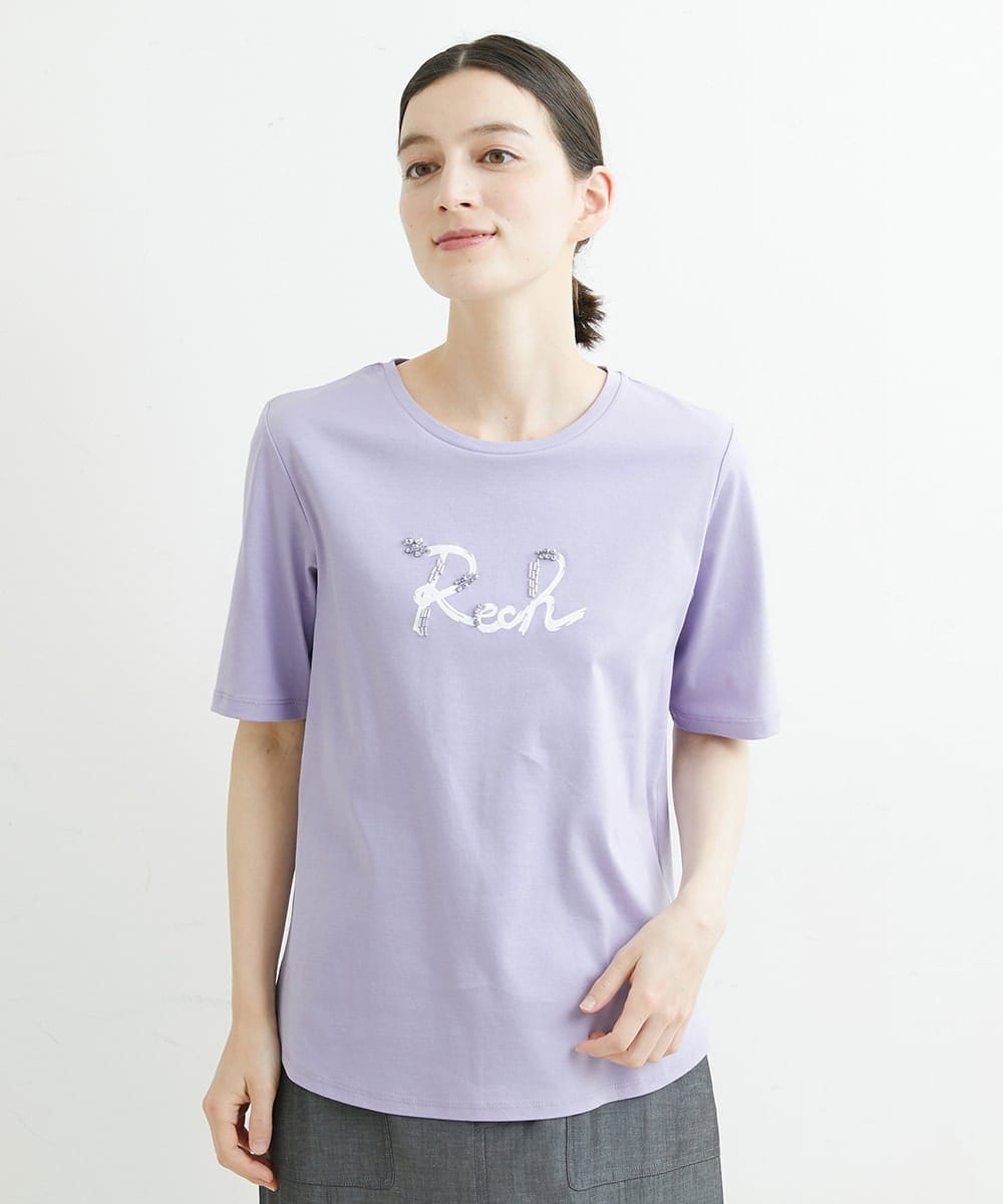 PHKHT21150 GEORGES RECH(小さいサイズ)(メゾン ドゥ サンク) [接触冷感]ドライコットンラウンドヘムロゴTシャツ ラベンダー