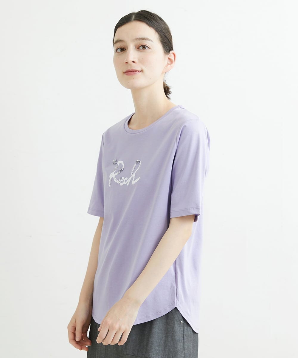 PHKHT21150 GEORGES RECH(小さいサイズ)(メゾン ドゥ サンク) [接触冷感]ドライコットンラウンドヘムロゴTシャツ ブラック