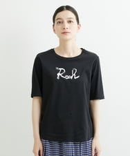 PHKHT21150 GEORGES RECH(小さいサイズ)(メゾン ドゥ サンク) [接触冷感]ドライコットンラウンドヘムロゴTシャツ ブラック