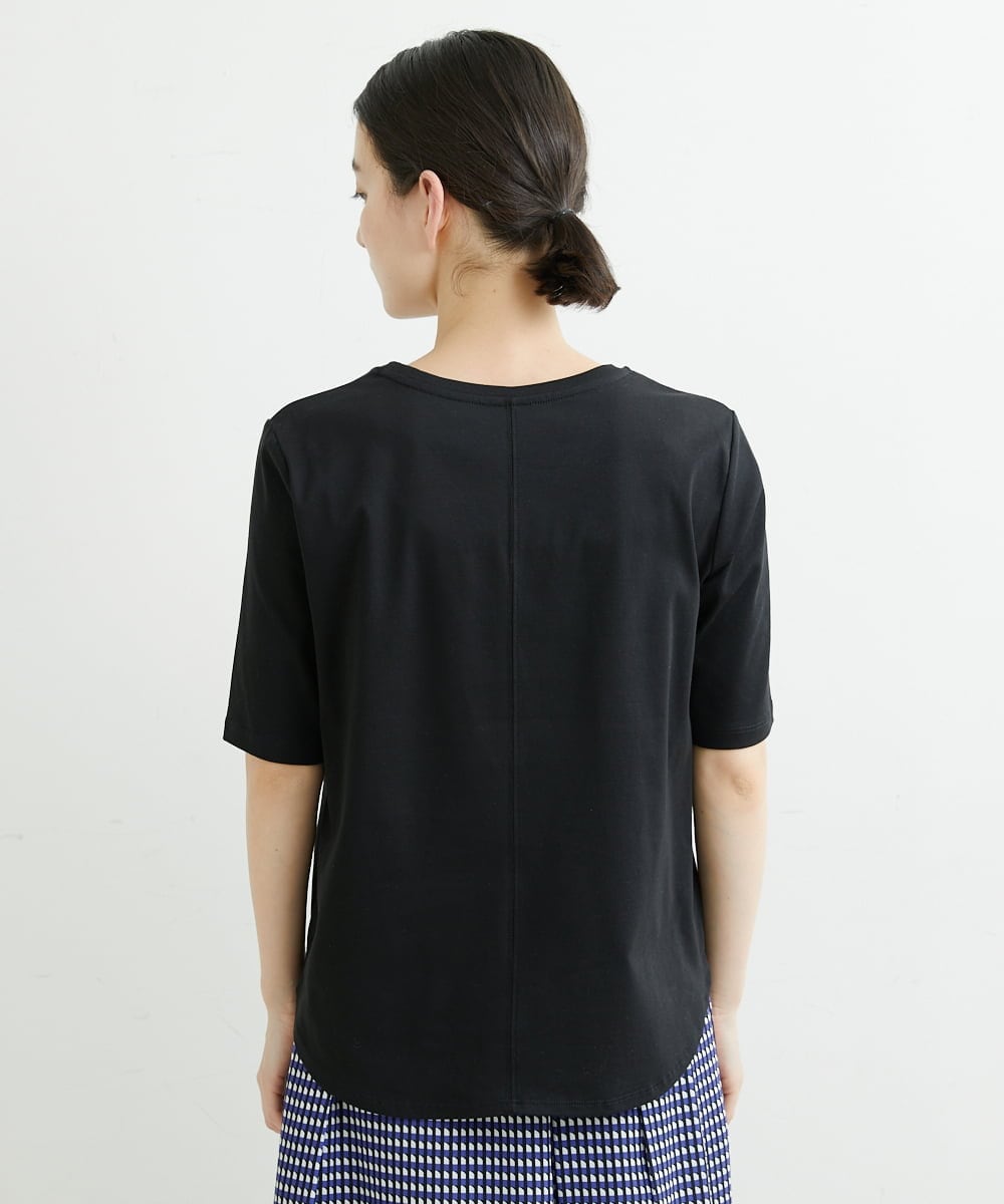 PHKHT21150 GEORGES RECH(小さいサイズ)(メゾン ドゥ サンク) [接触冷感]ドライコットンラウンドヘムロゴTシャツ ブラック