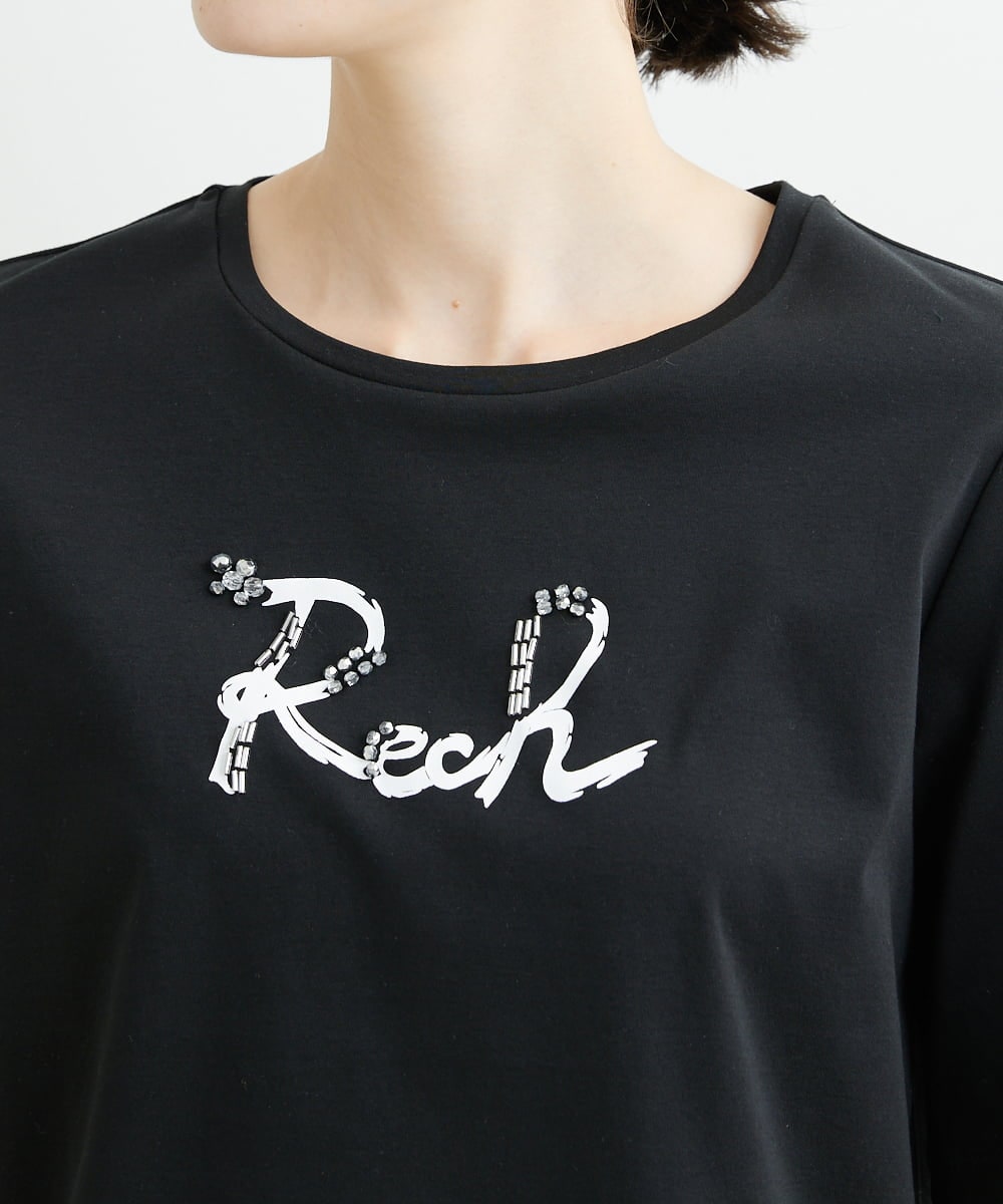 PHKHT21150 GEORGES RECH(小さいサイズ)(メゾン ドゥ サンク) [接触冷感]ドライコットンラウンドヘムロゴTシャツ ブラック