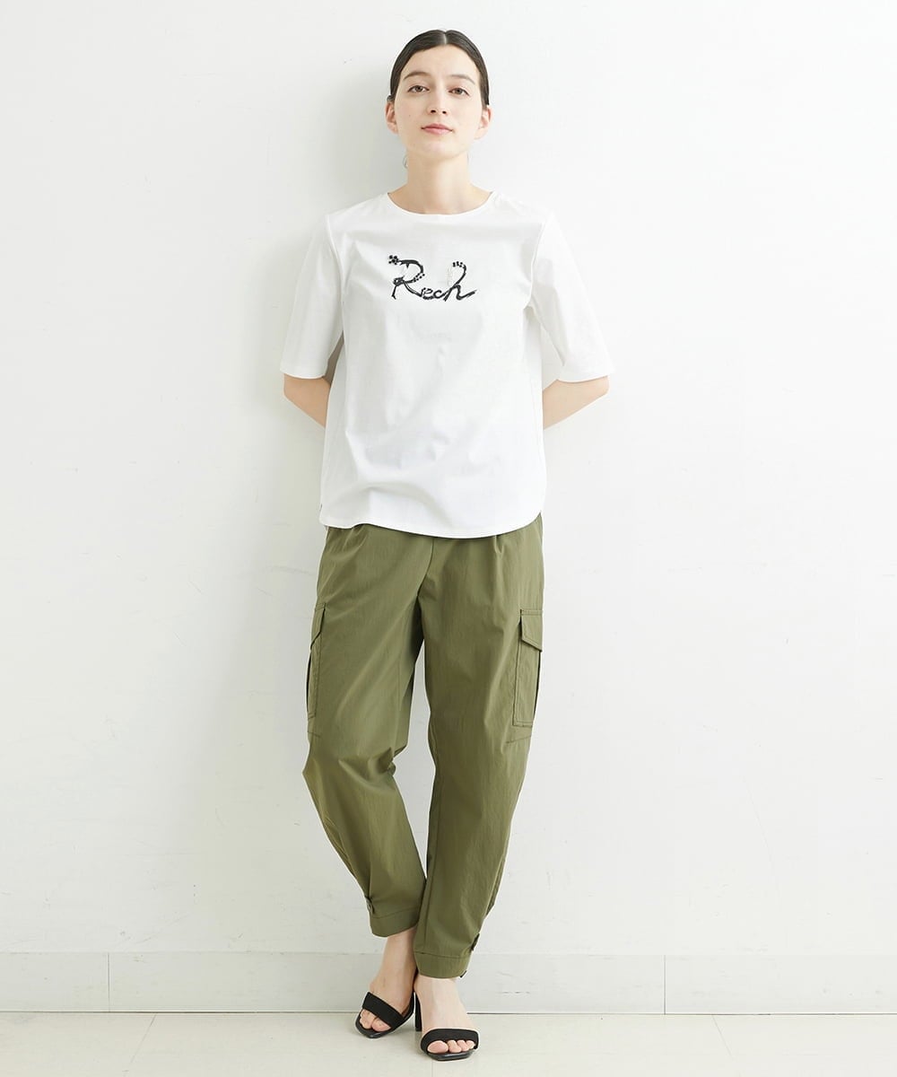 PHKHT21150 GEORGES RECH(小さいサイズ)(メゾン ドゥ サンク) [接触冷感]ドライコットンラウンドヘムロゴTシャツ ブラック