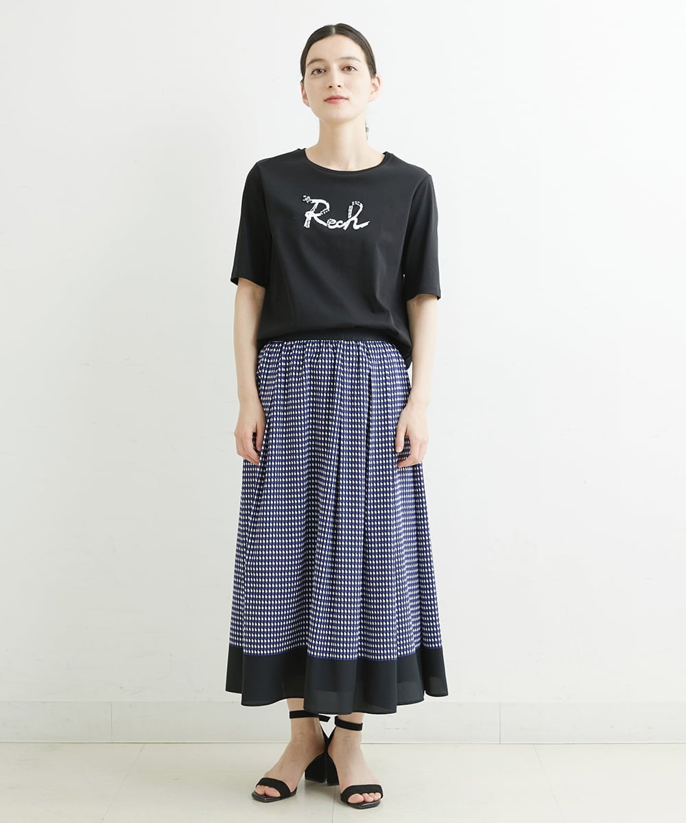 PHKHT21150 GEORGES RECH(小さいサイズ)(メゾン ドゥ サンク) [接触冷感]ドライコットンラウンドヘムロゴTシャツ ブラック