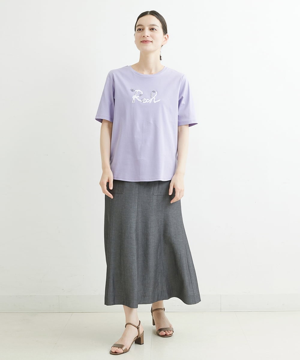 PHKHT21150 GEORGES RECH(小さいサイズ)(メゾン ドゥ サンク) [接触冷感]ドライコットンラウンドヘムロゴTシャツ ブラック