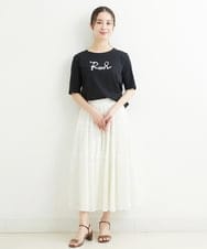 PHKHT21150 GEORGES RECH(小さいサイズ)(メゾン ドゥ サンク) [接触冷感]ドライコットンラウンドヘムロゴTシャツ ブラック