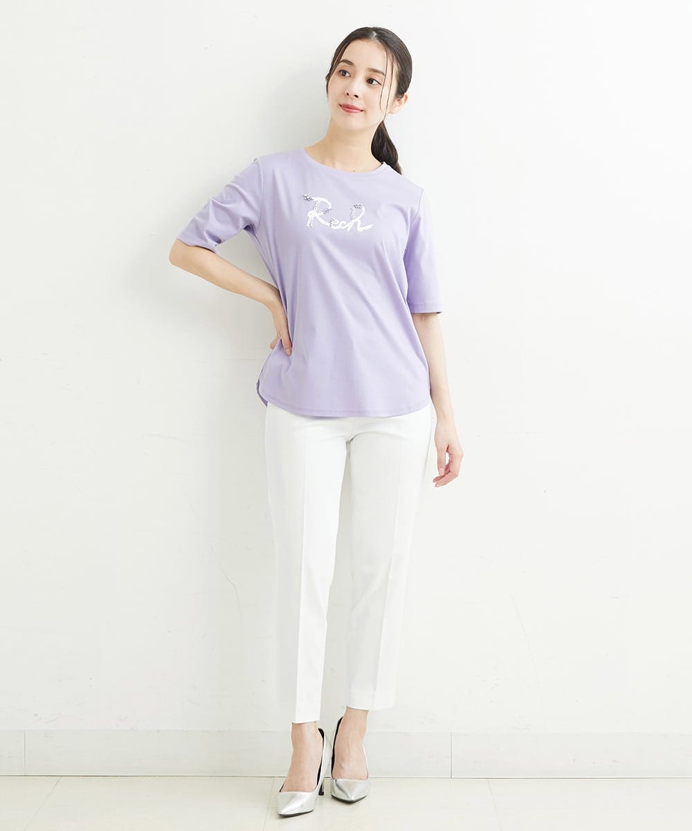 PHKHT21150 GEORGES RECH(小さいサイズ)(メゾン ドゥ サンク) [接触冷感]ドライコットンラウンドヘムロゴTシャツ ブラック