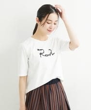 PHKHT21150 GEORGES RECH(小さいサイズ)(メゾン ドゥ サンク) [接触冷感]ドライコットンラウンドヘムロゴTシャツ ブラック