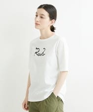 PHKHT21150 GEORGES RECH(小さいサイズ)(メゾン ドゥ サンク) [接触冷感]ドライコットンラウンドヘムロゴTシャツ ブラック