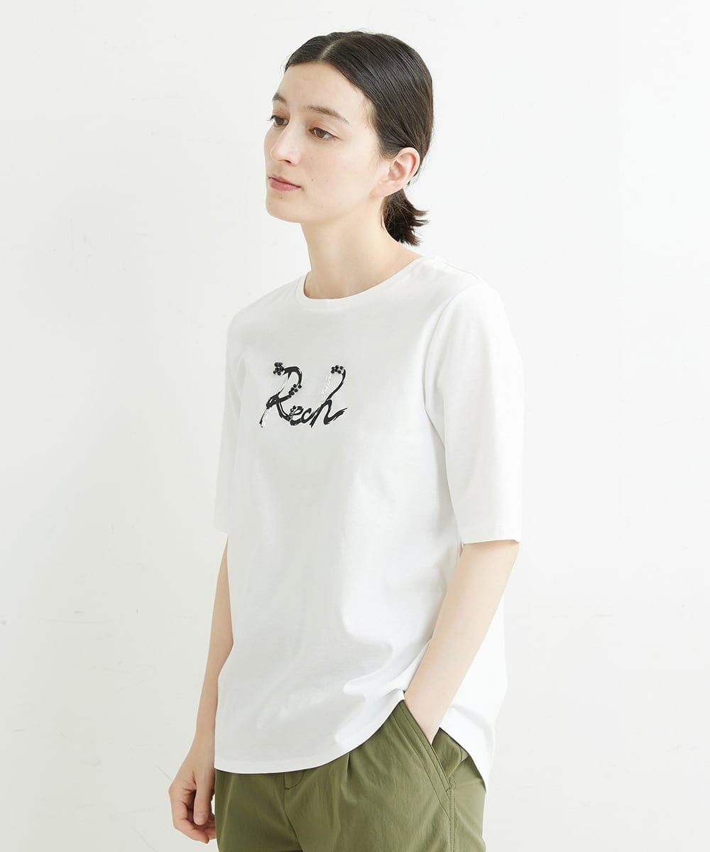 PHKHT21150 GEORGES RECH(小さいサイズ)(メゾン ドゥ サンク) [接触冷感]ドライコットンラウンドヘムロゴTシャツ ブラック